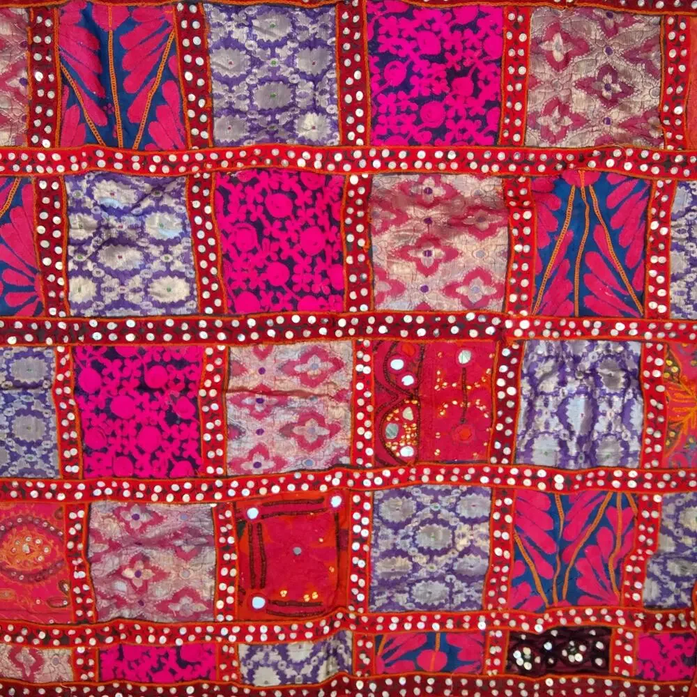 Handmade Bohemian Embroidered Patchwork Wall Hanging Tapestry from India 29